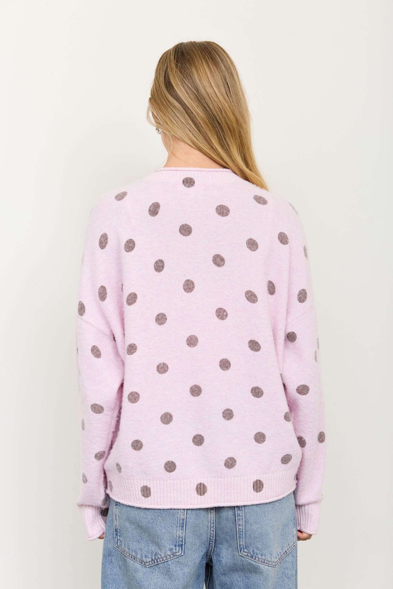 POLKA DOT RAW EDGE WIDE SLEEVE KNIT CARDIGAN (PRE-ORDER)