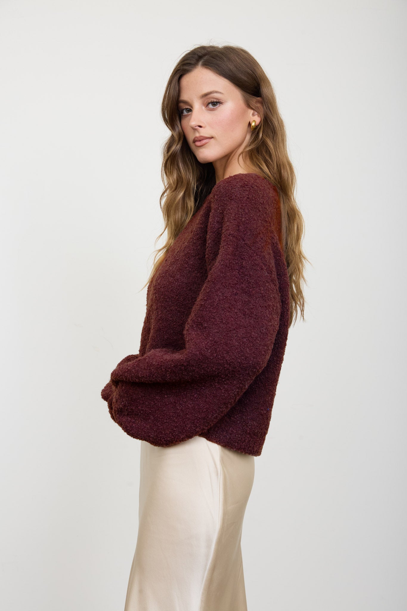 LONG SLEEVE FUZZY KNIT PULLOVER SWEATER (PRE-ORDER)