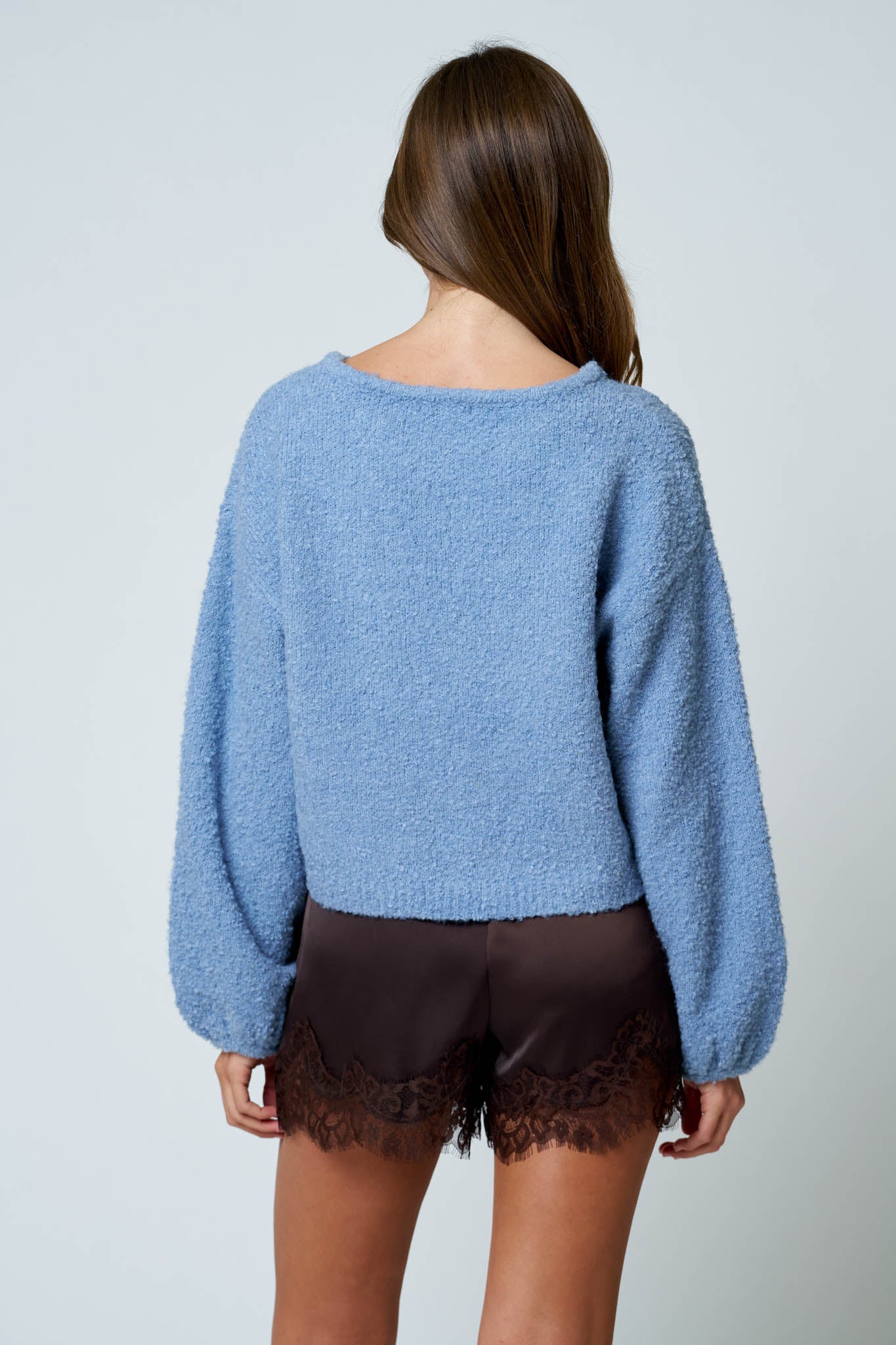 LONG SLEEVE FUZZY KNIT PULLOVER SWEATER (PRE-ORDER)