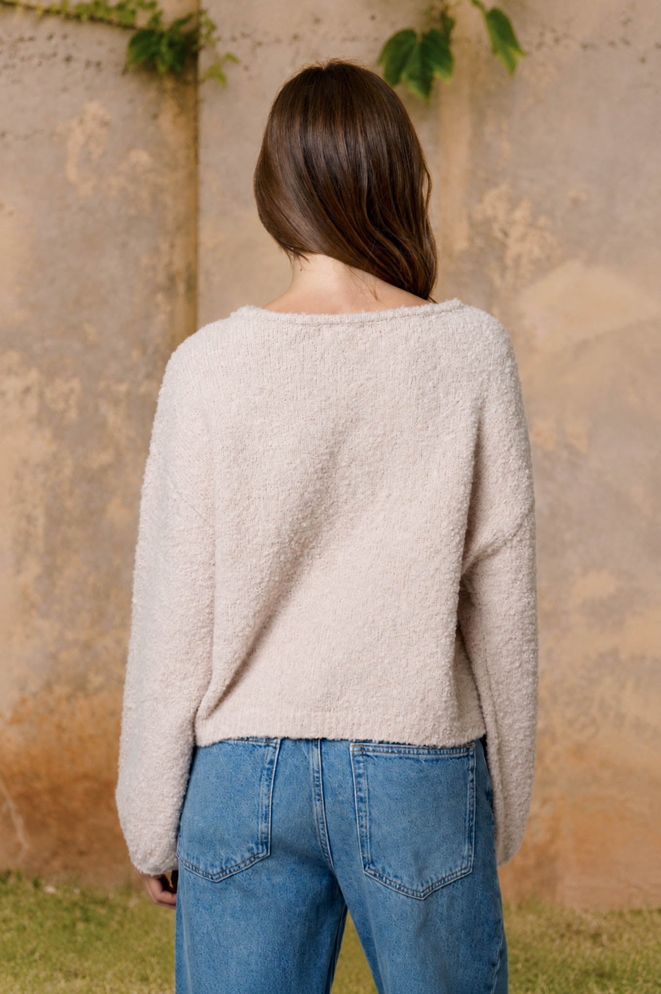 LONG SLEEVE FUZZY KNIT PULLOVER SWEATER (PRE-ORDER)