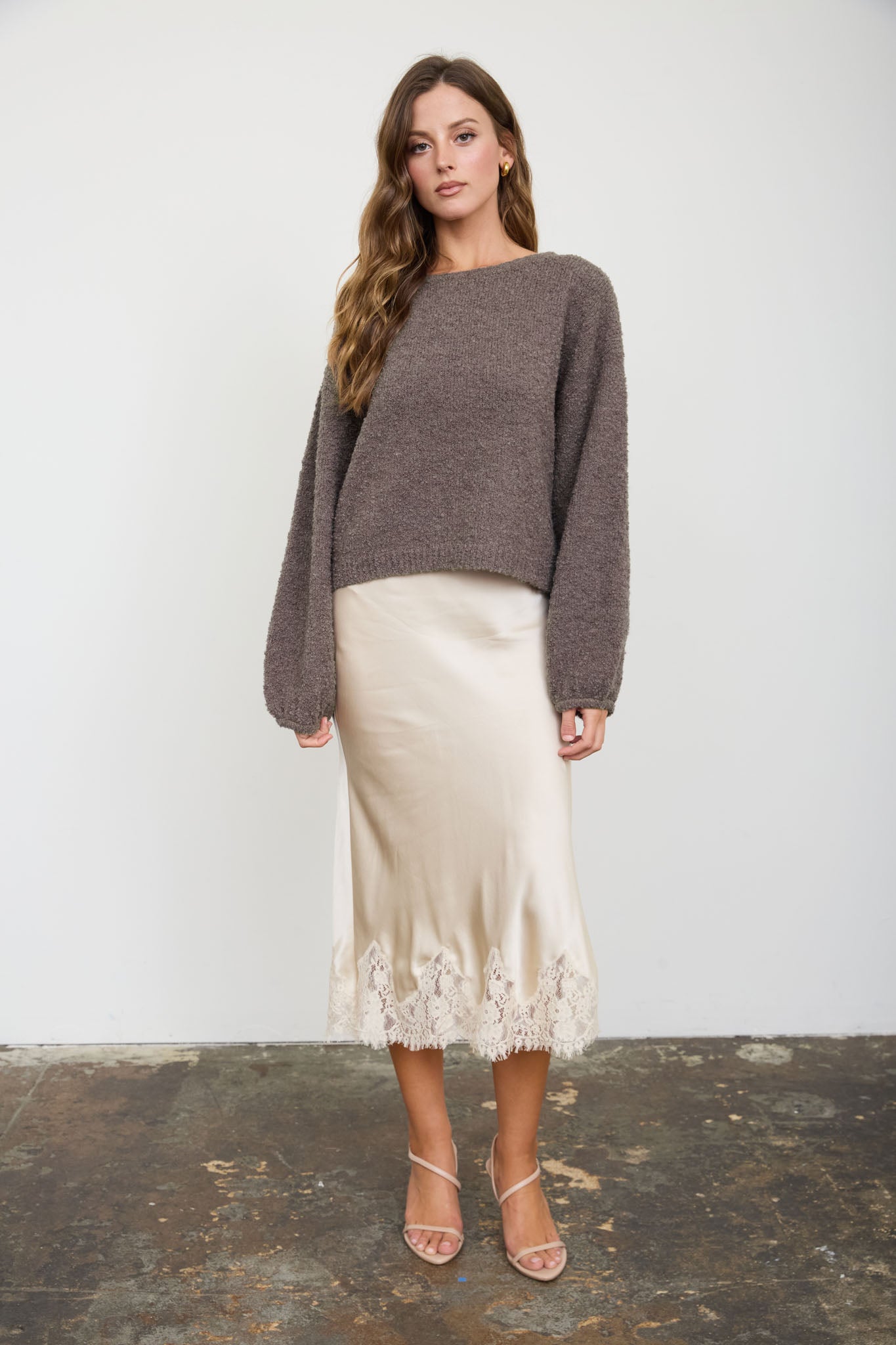 LONG SLEEVE FUZZY KNIT PULLOVER SWEATER (PRE-ORDER)