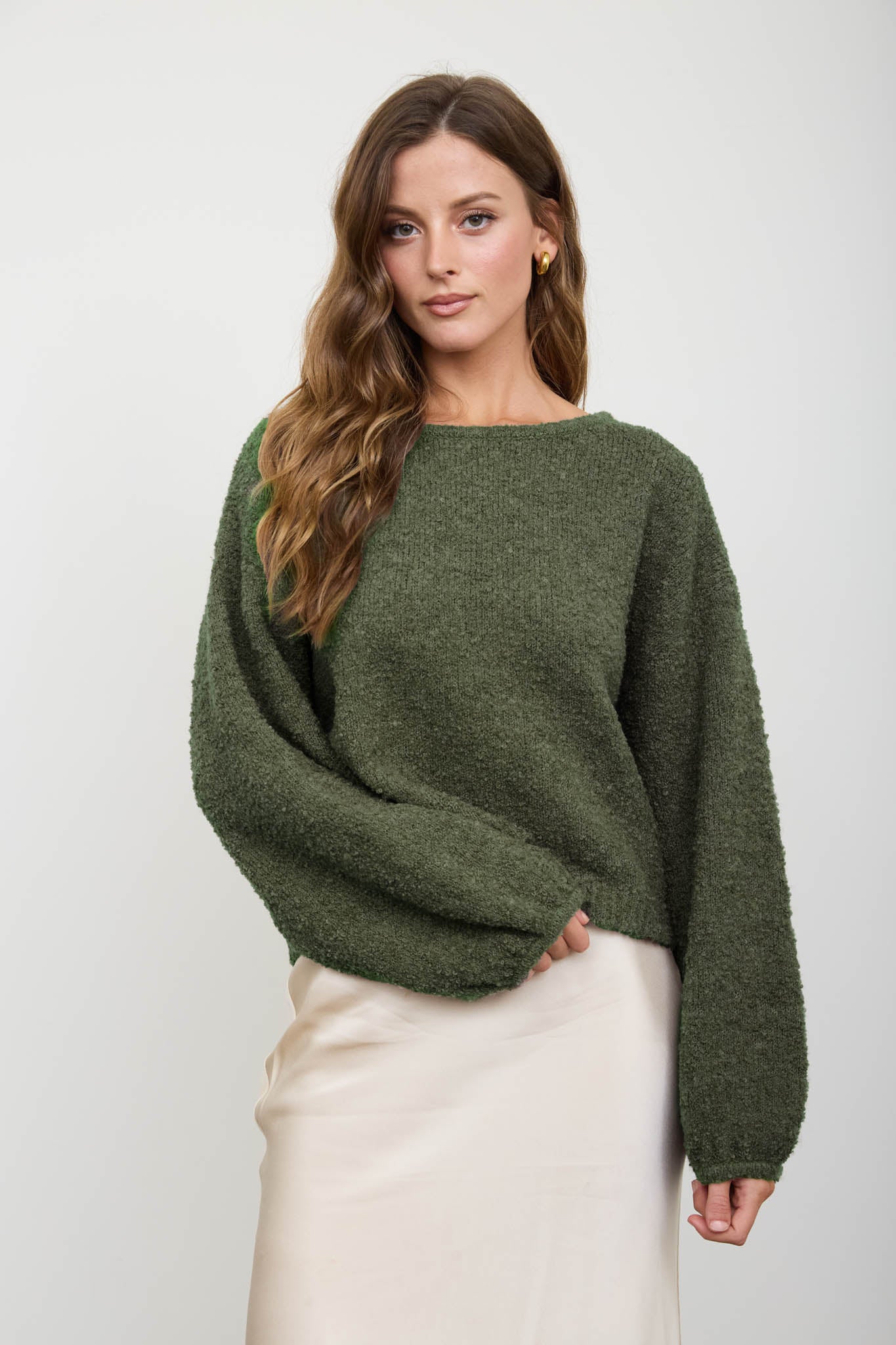 LONG SLEEVE FUZZY KNIT PULLOVER SWEATER (PRE-ORDER)