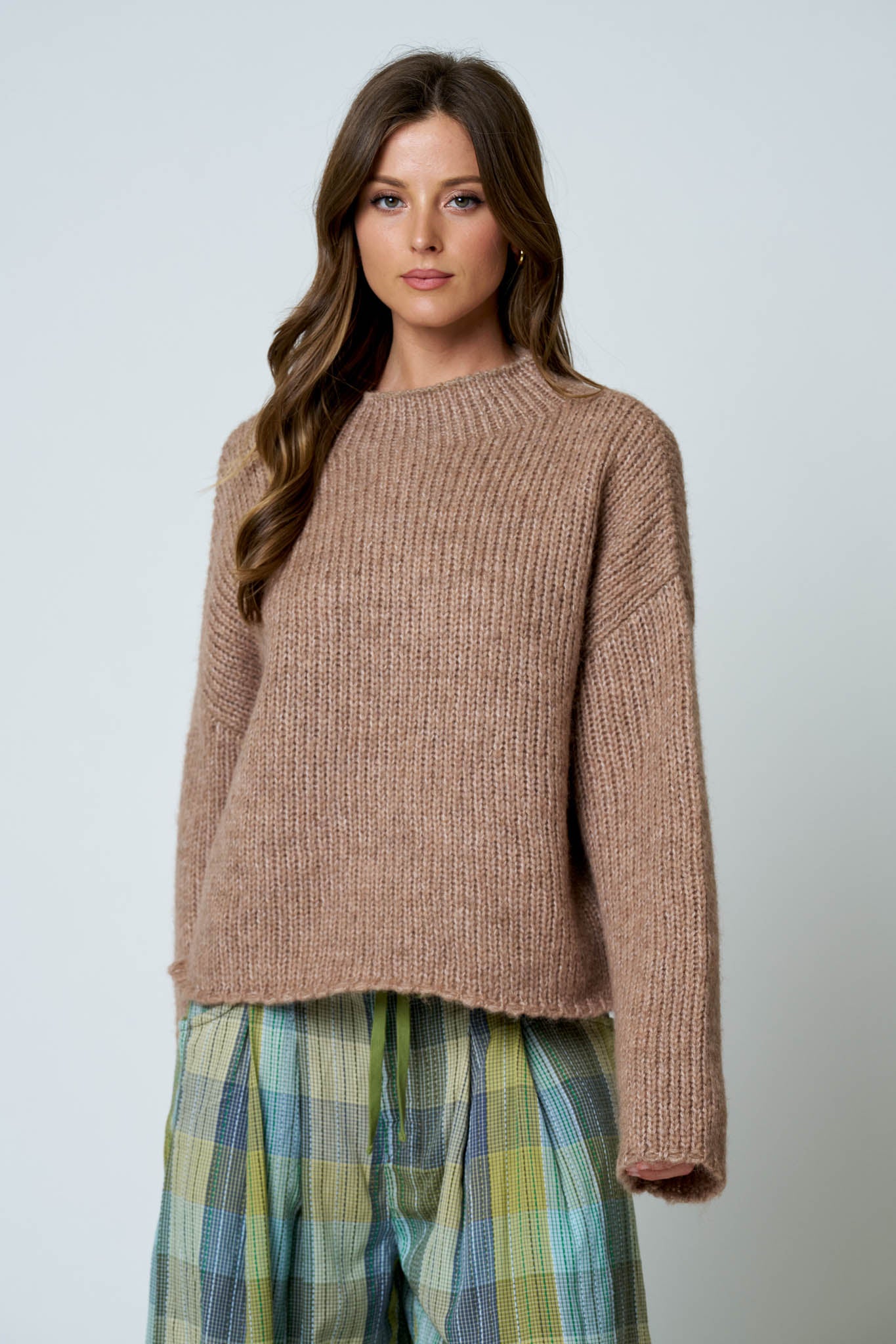 MOCK NECK LONG SLEEVE OVERSIZED KNIT SWEATER