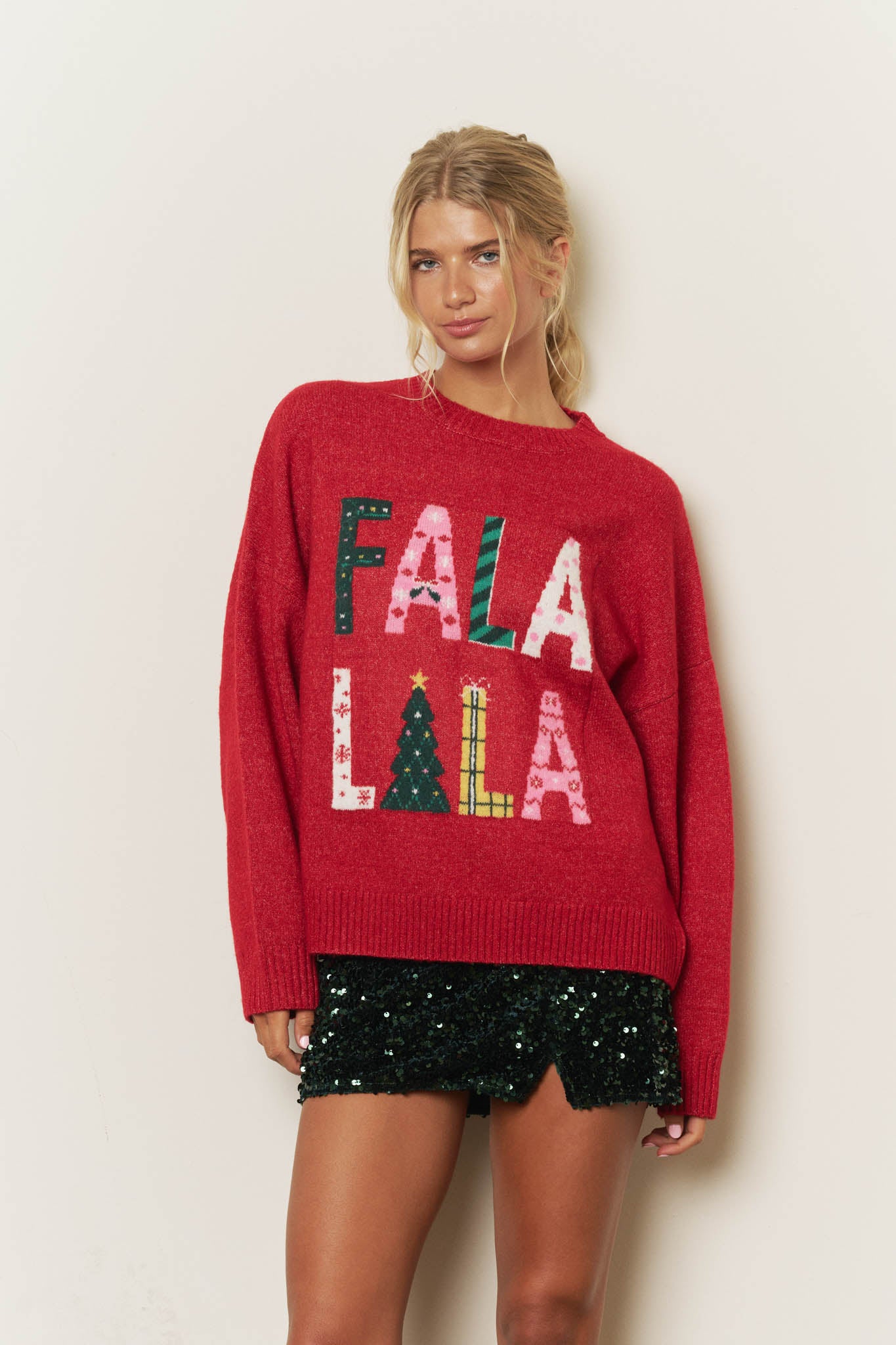 FA LA LA CHRISTMAS CREW NECK SWEATER (PRE-ORDER)
