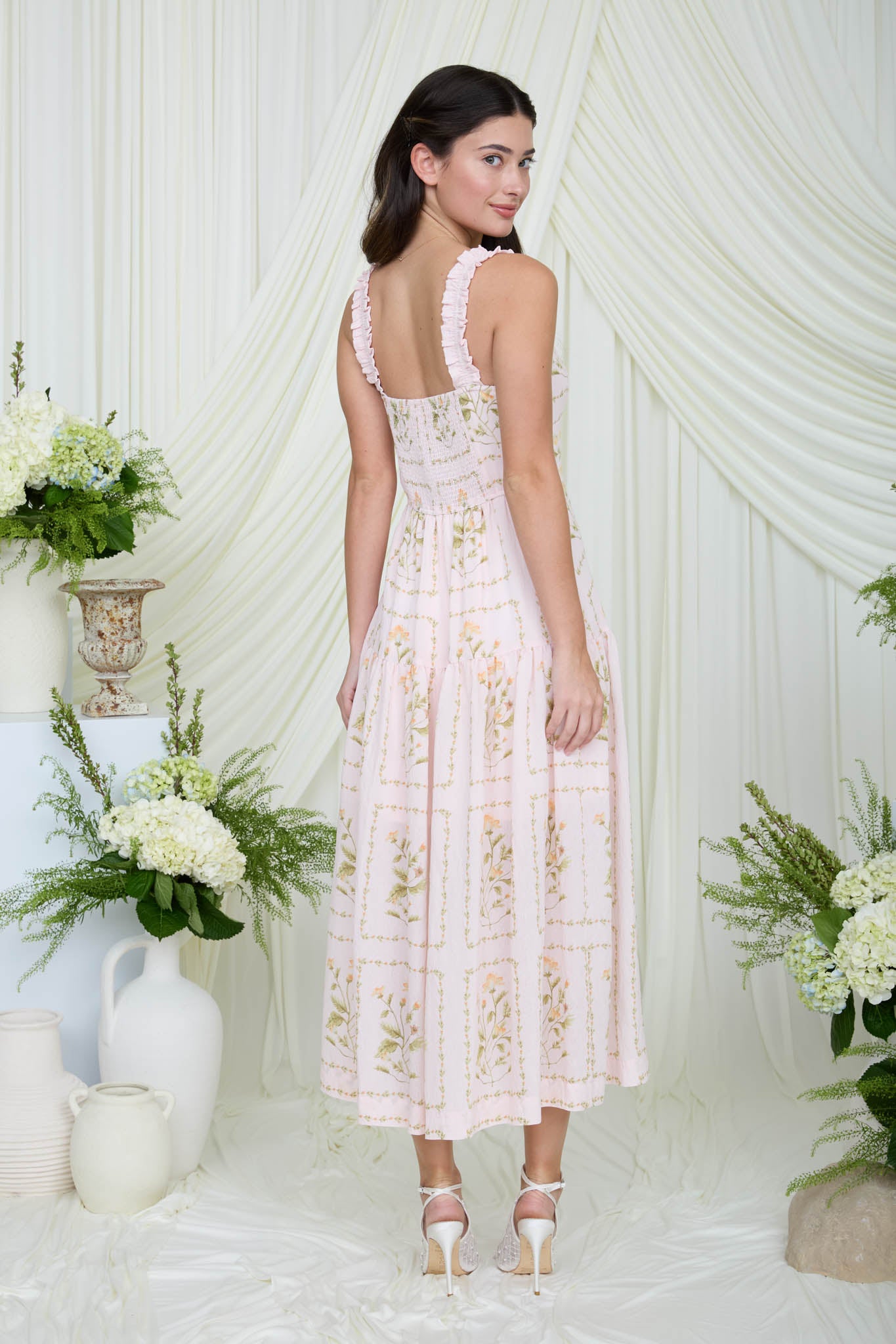 FLORAL DROP WAIST SLEEVELESS MIDI DRESS (PRE-ORDER)