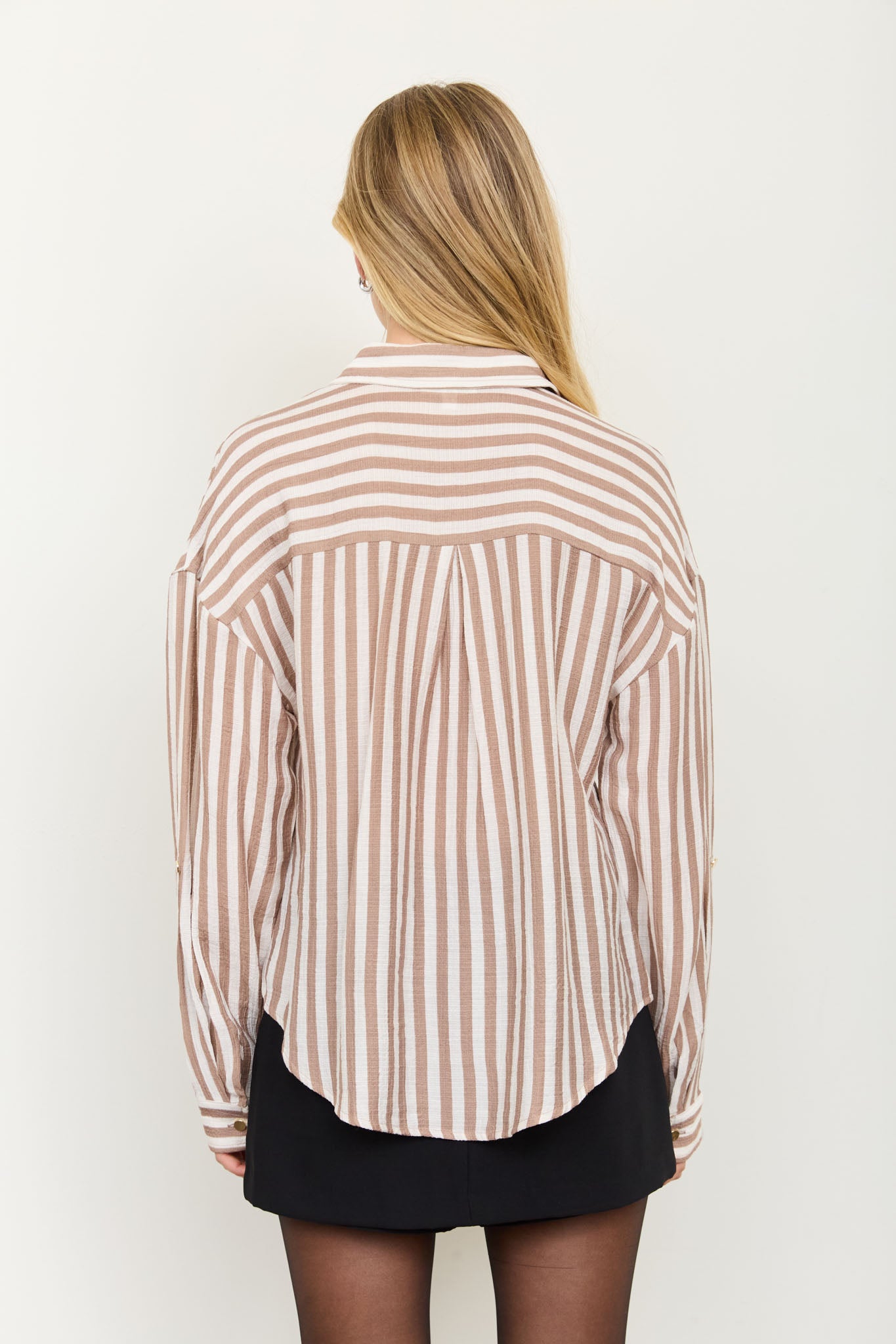 VERTICAL STRIPE COLLARED BUTTON DOWN SHIRT (PRE-ORDER)