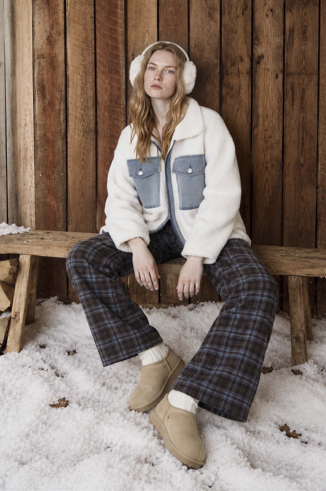 SHERPA DENIM POCKET ZIP-UP JACKET
