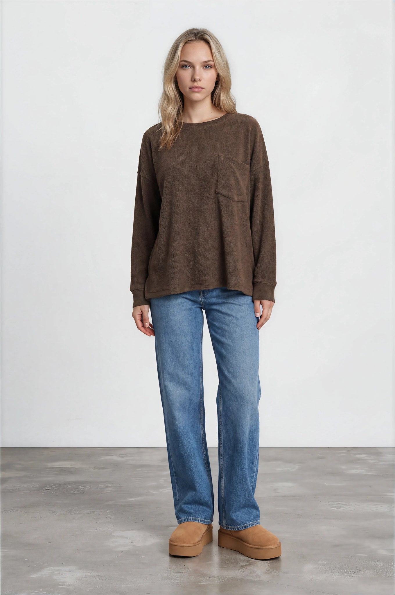 OVERSIZED LONG SLEEVE TEXTURED KNIT TOP (PRE-ORDER)