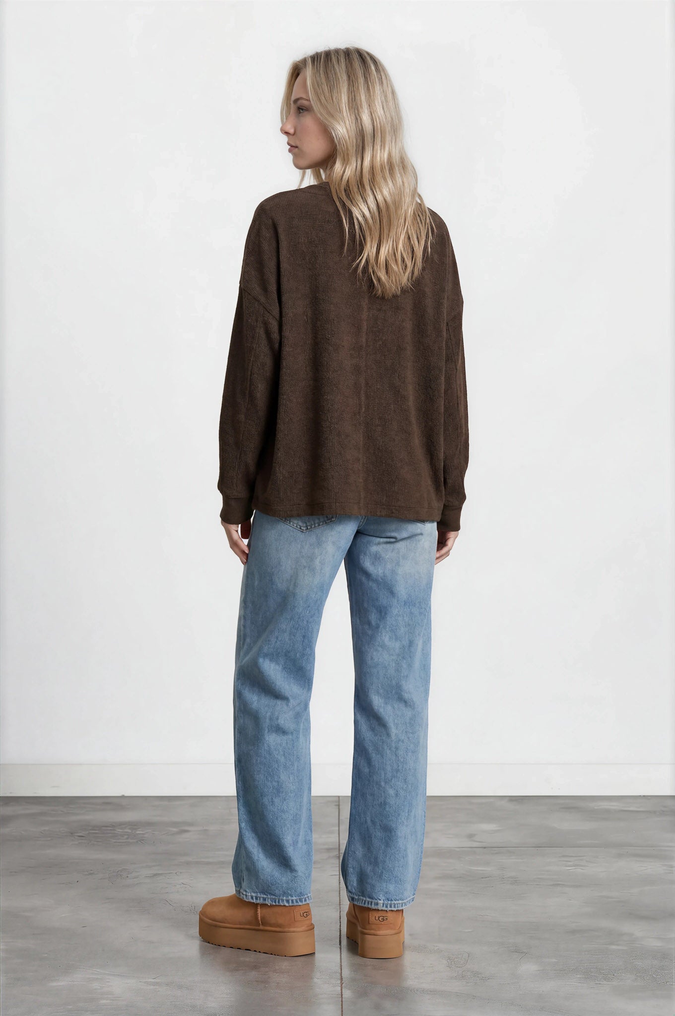 OVERSIZED LONG SLEEVE TEXTURED KNIT TOP (PRE-ORDER)