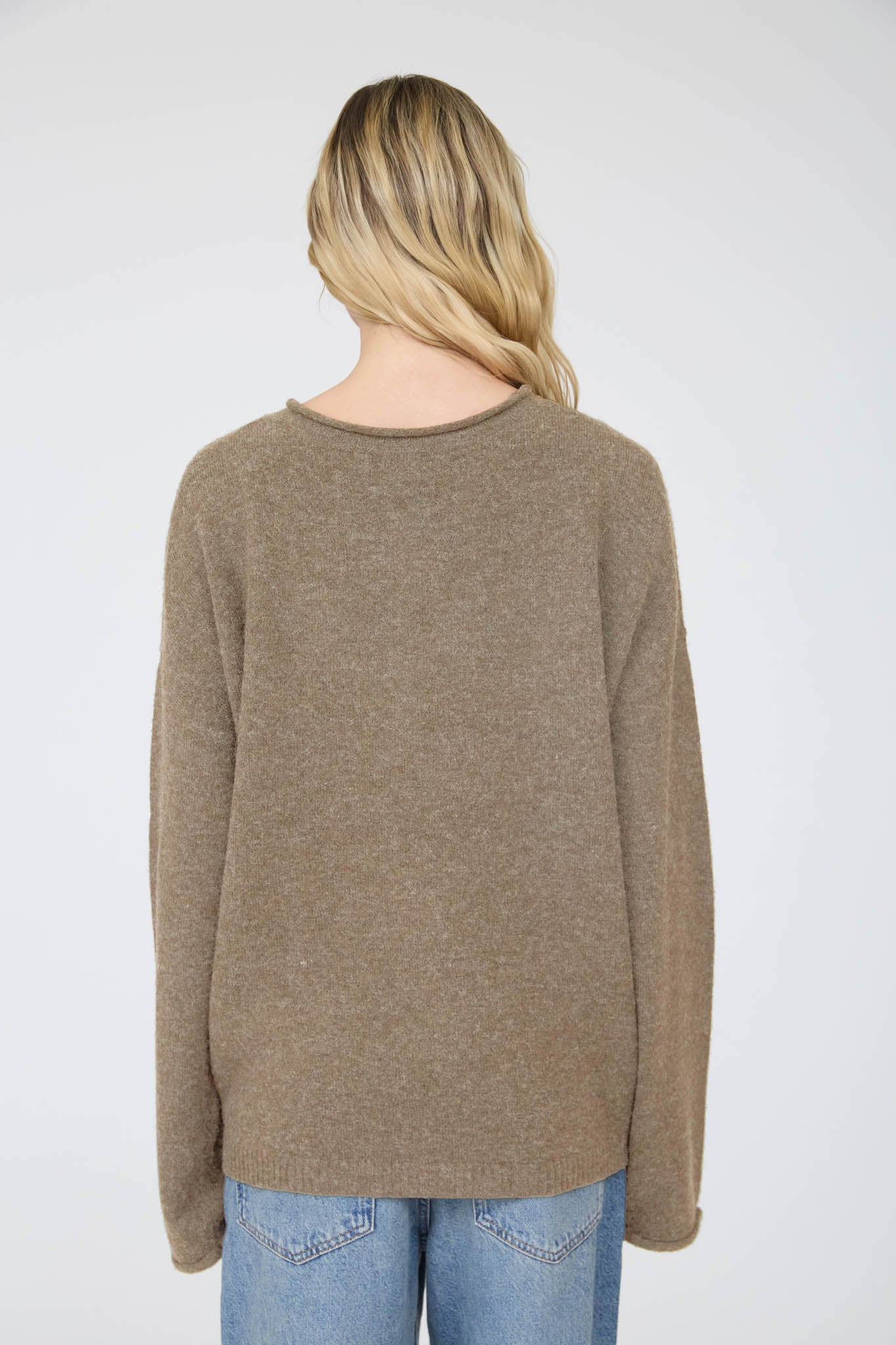 RAW ROLLED EDGE HENLEY RELAXED PULLOVER SWEATER (PRE-ORDER)