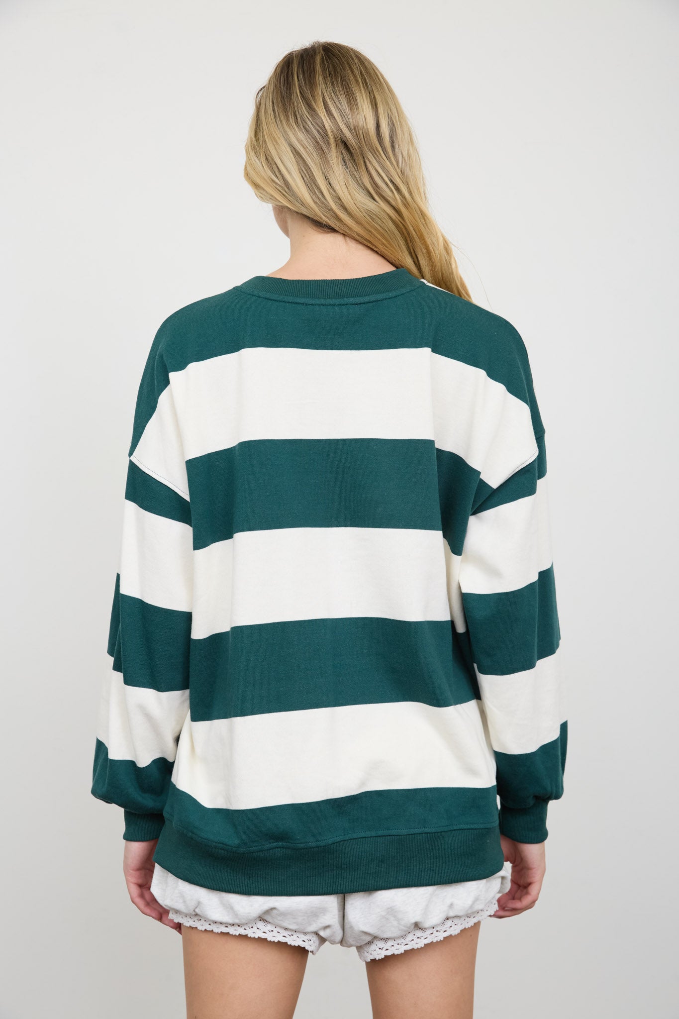 OVERSIZED WIDE STRIPE CREW NECK KNIT TOP (PRE-ORDER)