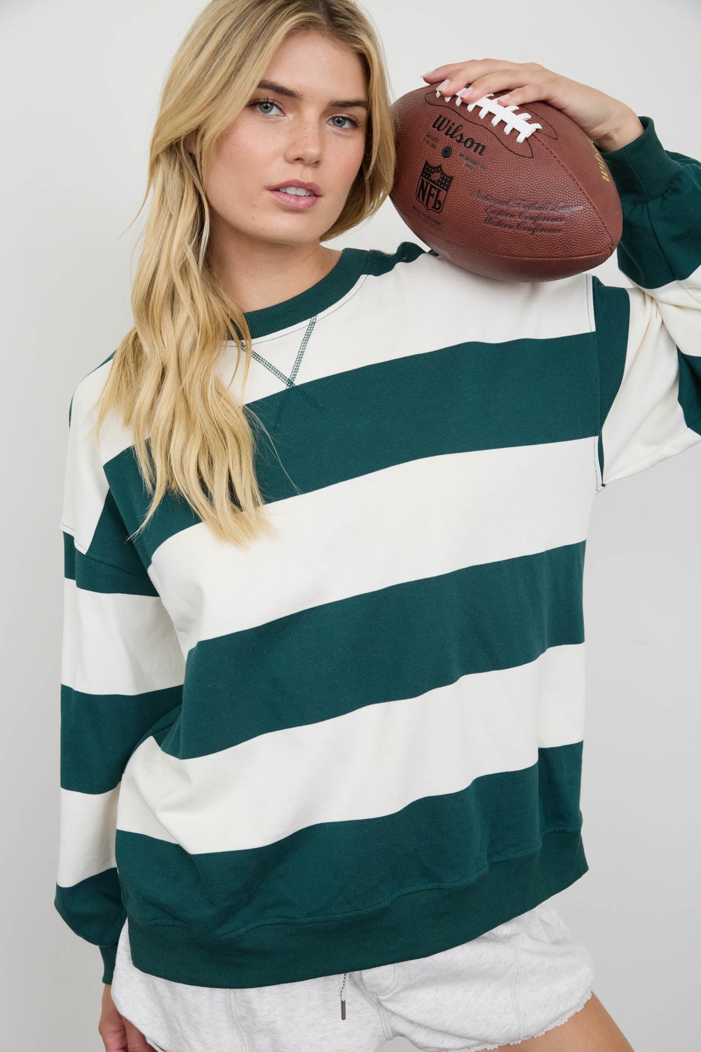 OVERSIZED WIDE STRIPE CREW NECK KNIT TOP (PRE-ORDER)