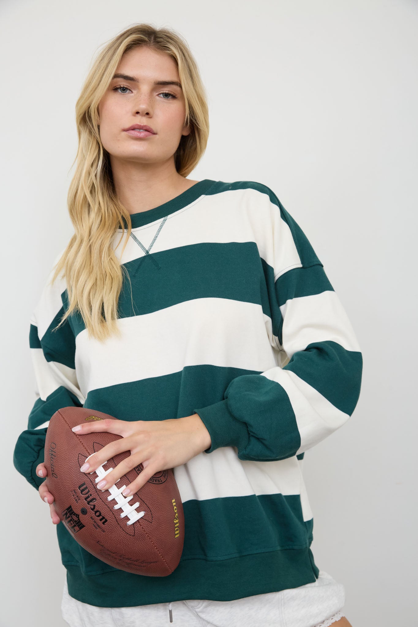 OVERSIZED WIDE STRIPE CREW NECK KNIT TOP (PRE-ORDER)