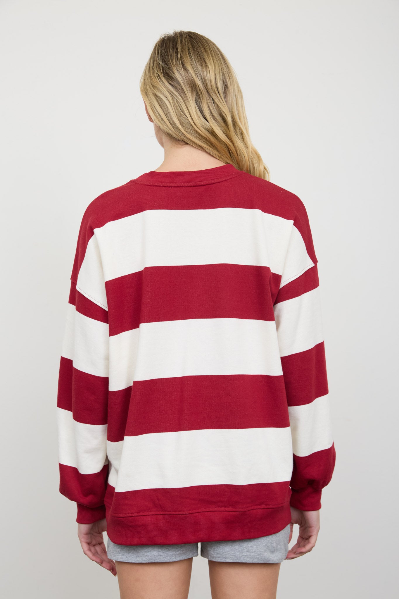 OVERSIZED WIDE STRIPE CREW NECK KNIT TOP (PRE-ORDER)