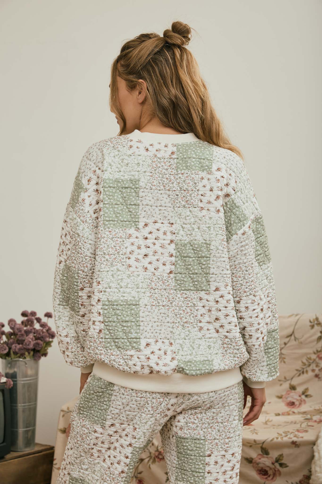 MULTI-FLORAL PATCHWORK LONG SLEEVE KNIT TOP (PRE-ORDER)