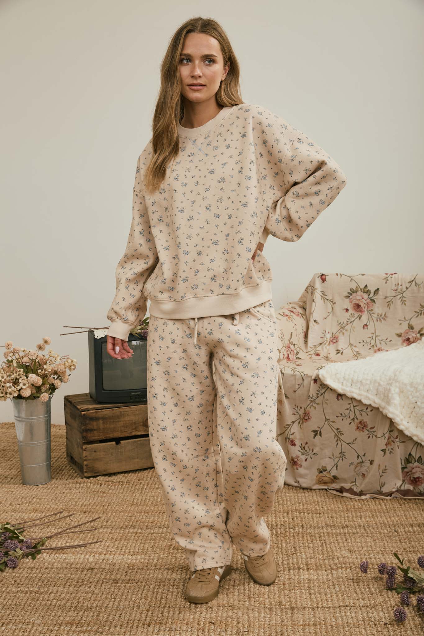 DITSY FLORAL DRAWSTRING WIDE LEG PANTS (PRE-ORDER)