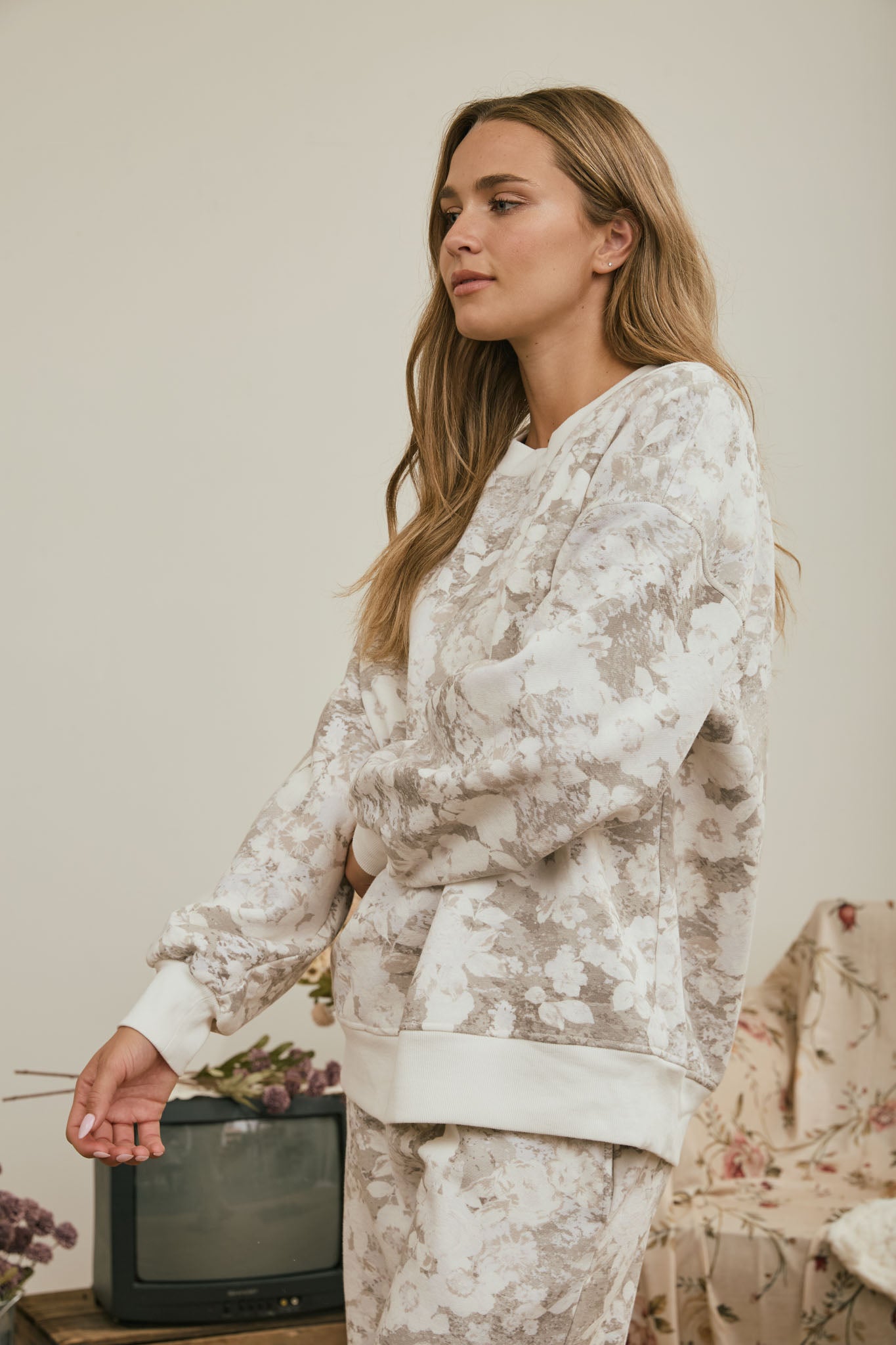 FLORAL WASH BOXY CREW KNIT TOP (PRE-ORDER)