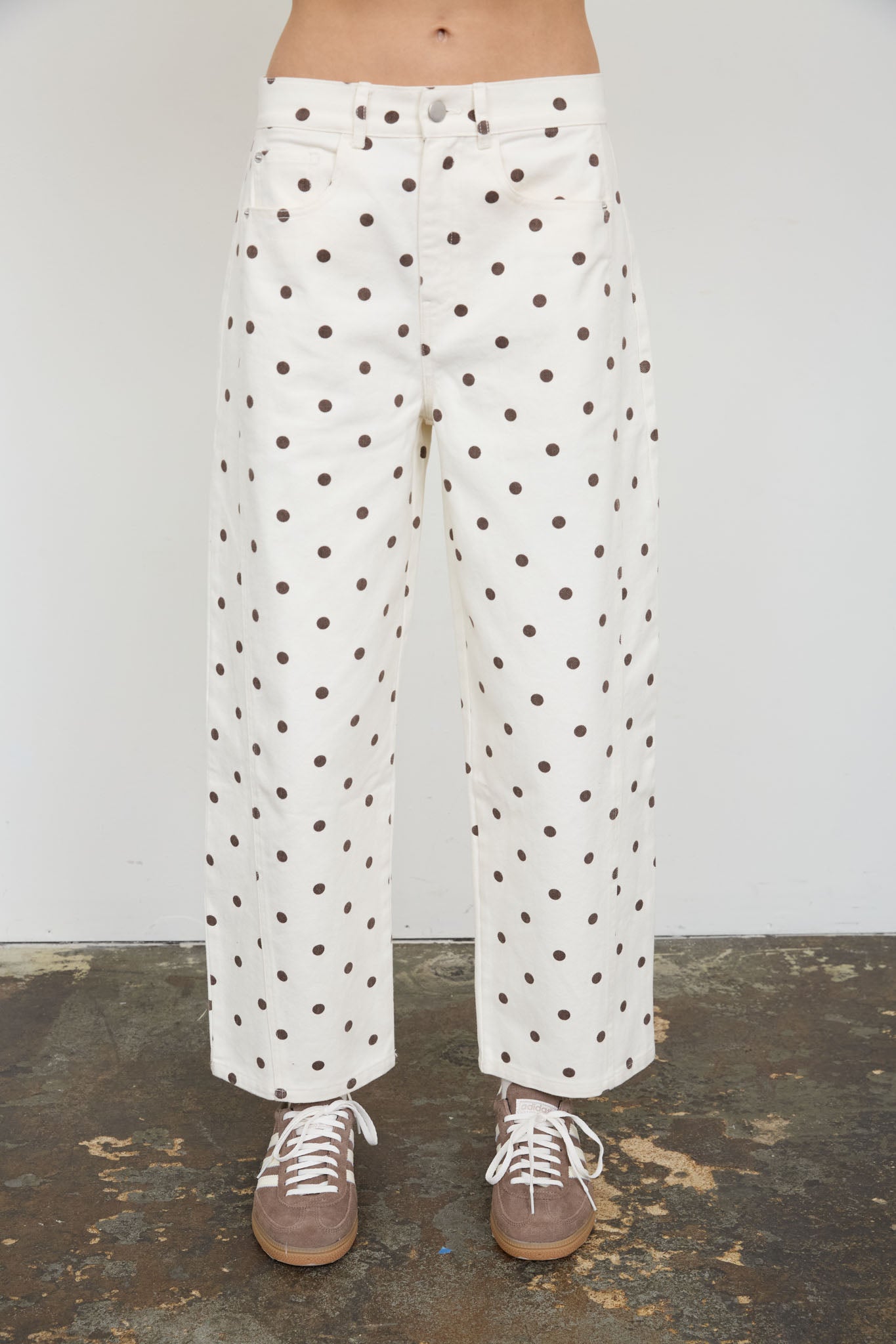POLKA DOT HIGH WAIST WIDE LEG JEANS (PRE-ORDER)
