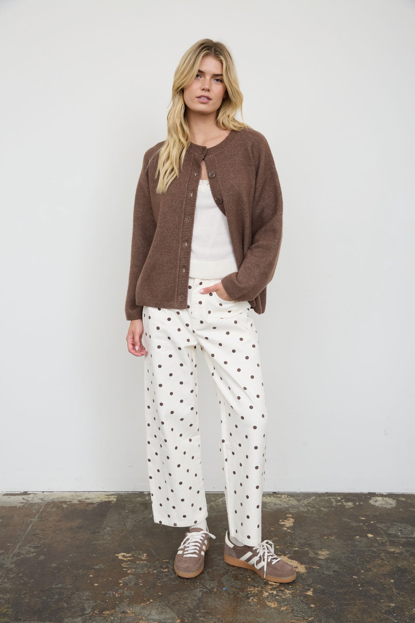 POLKA DOT HIGH WAIST WIDE LEG JEANS (PRE-ORDER)