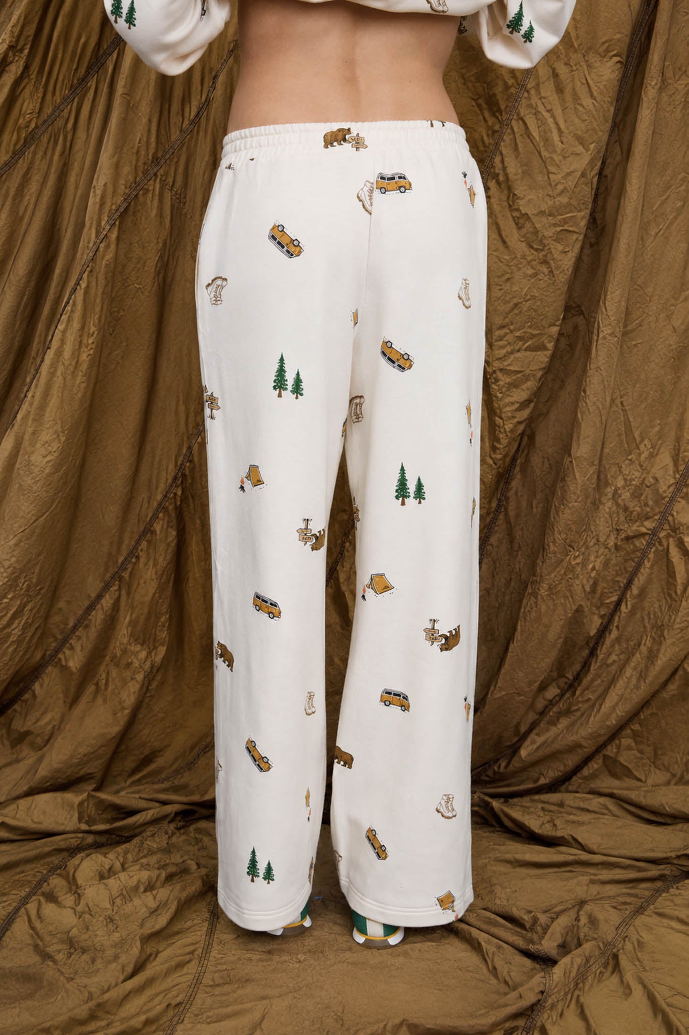 CAMPING MOTIF WIDE LEG LOUNGE PANTS (PRE-ORDER)
