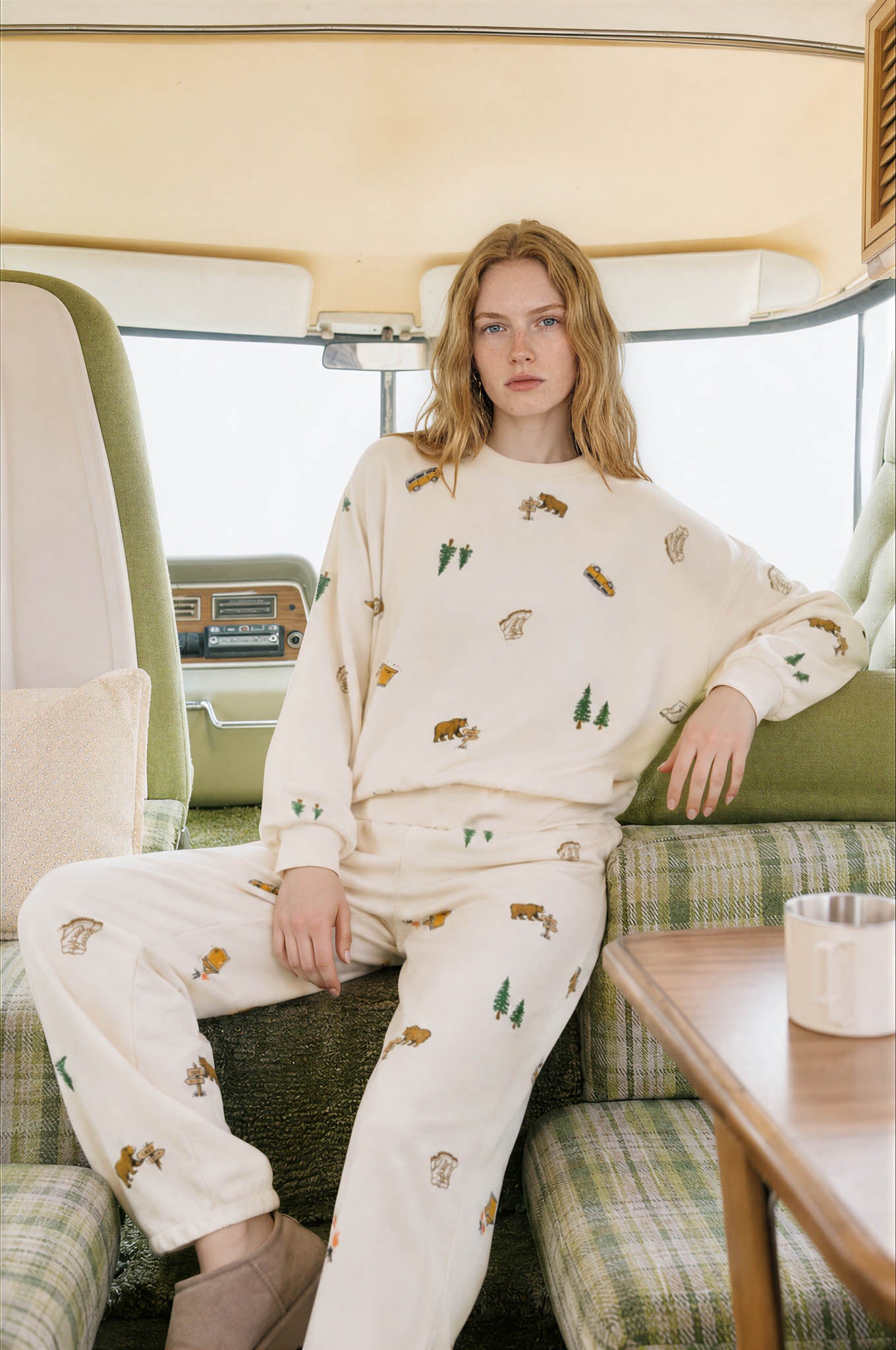 CAMPING MOTIF CREW NECK LONG SLEEVE KNIT TOP (PRE-ORDER)
