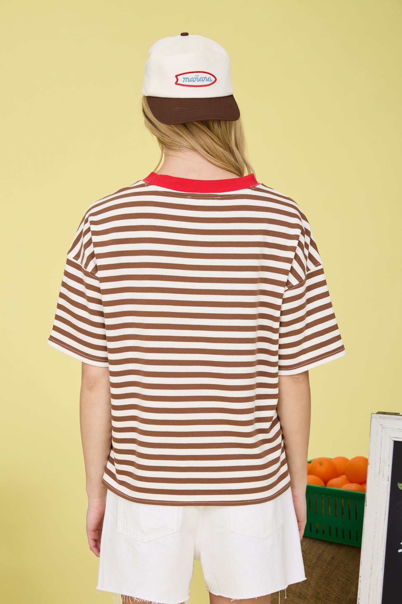 STRIPE COLORBLOCK DETAIL SHORT SLEEVE KNIT T-SHIRT (PRE-ORDER)