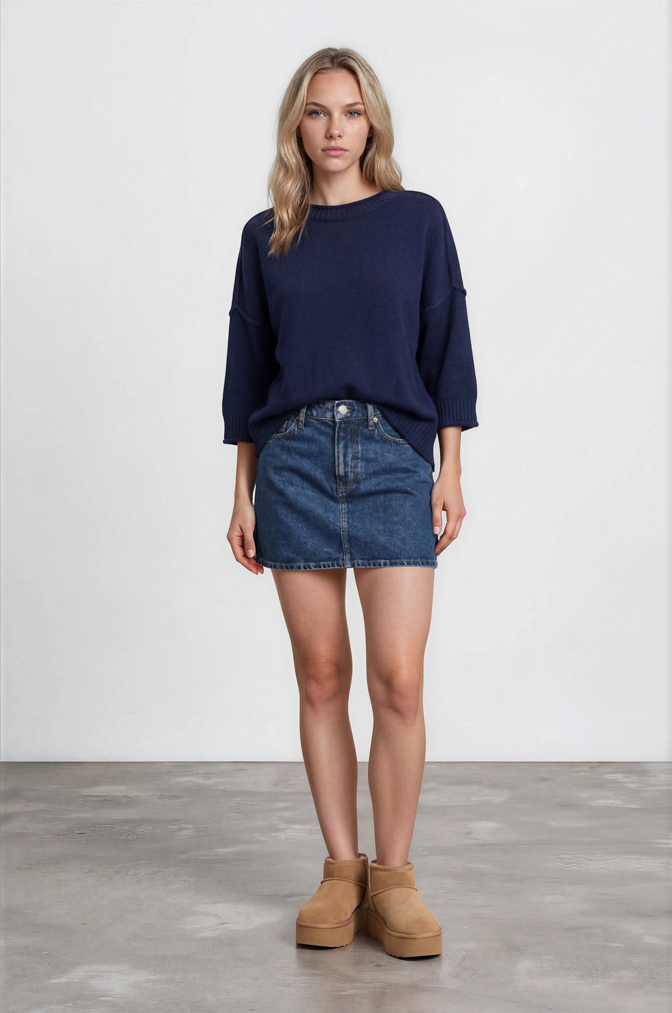 EXPOSED SEAM DROP SHOULDER SHORT SLEEVE PULLOVER