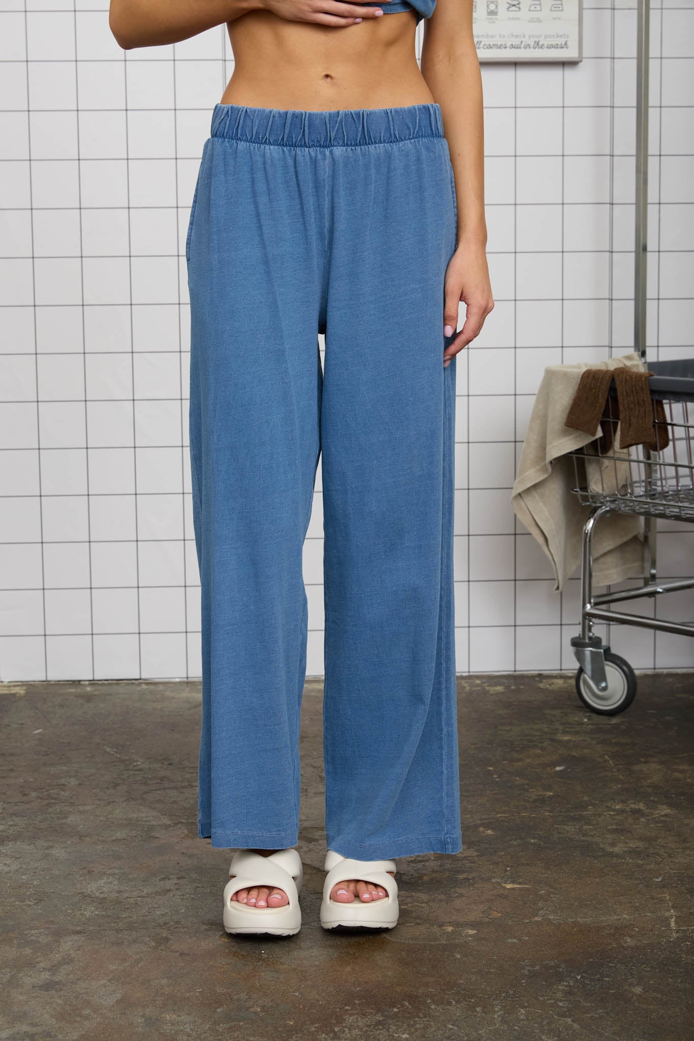 ELASTIC WAIST WIDE LEG KNIT LOUNGE PANTS (PRE-ORDER)