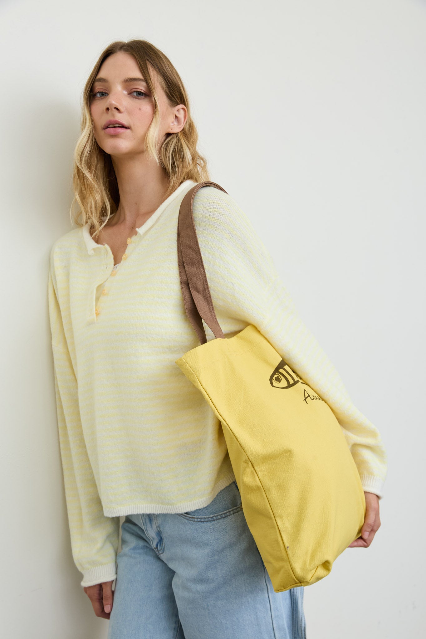 STRIPE BUTTON HENLEY ROLLED NECK KNIT PULLOVER (PRE-ORDER)