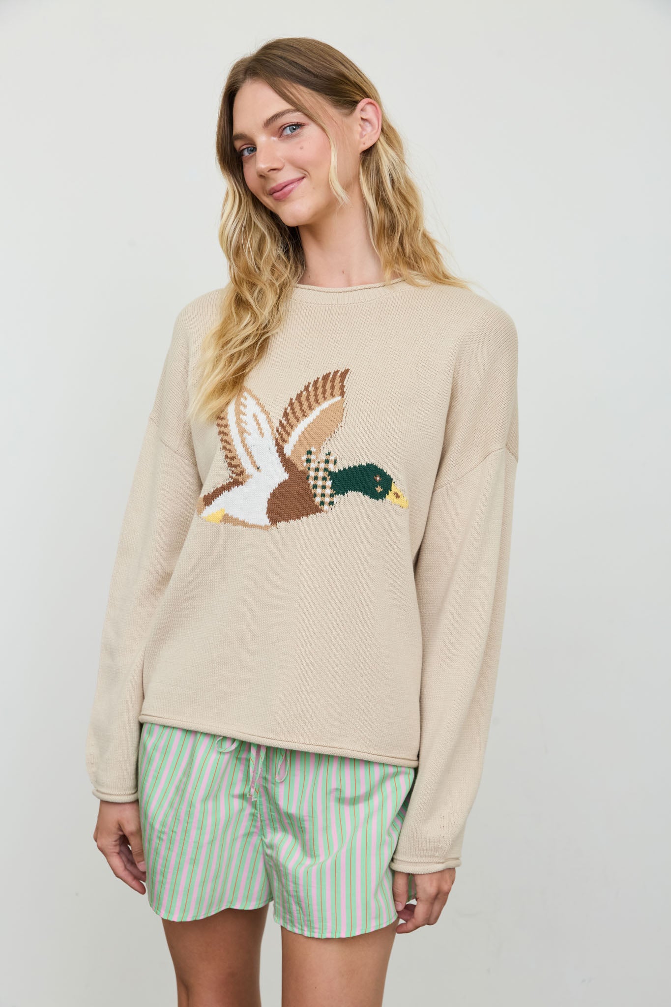 FLYING DUCK INTARSIA CREW SWEATER (PRE-ORDER)