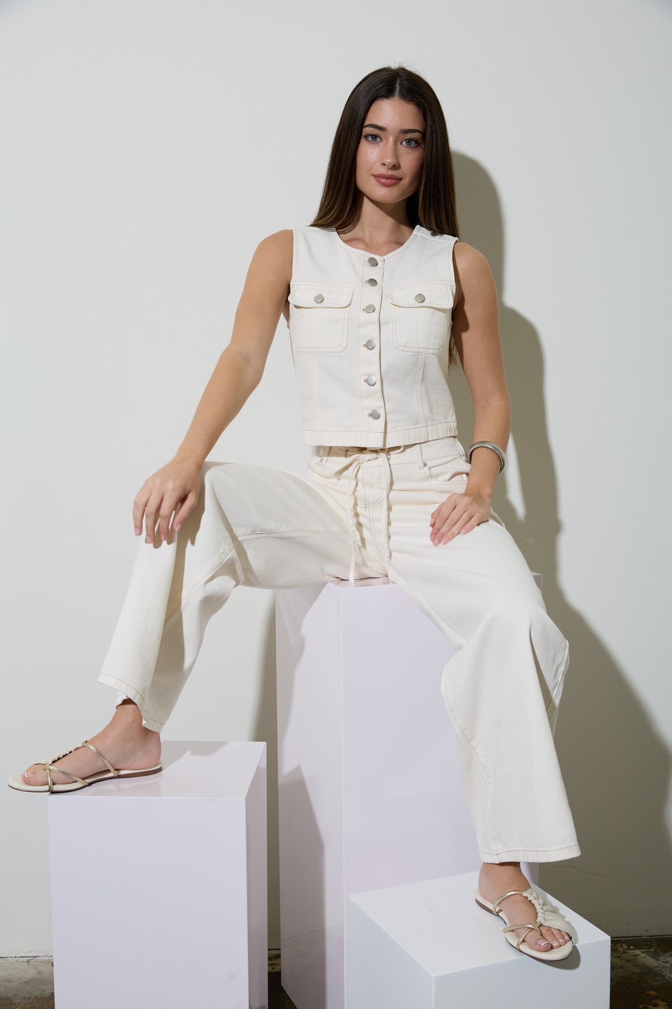 DRAWSTRING DETAIL DENIM PANTS