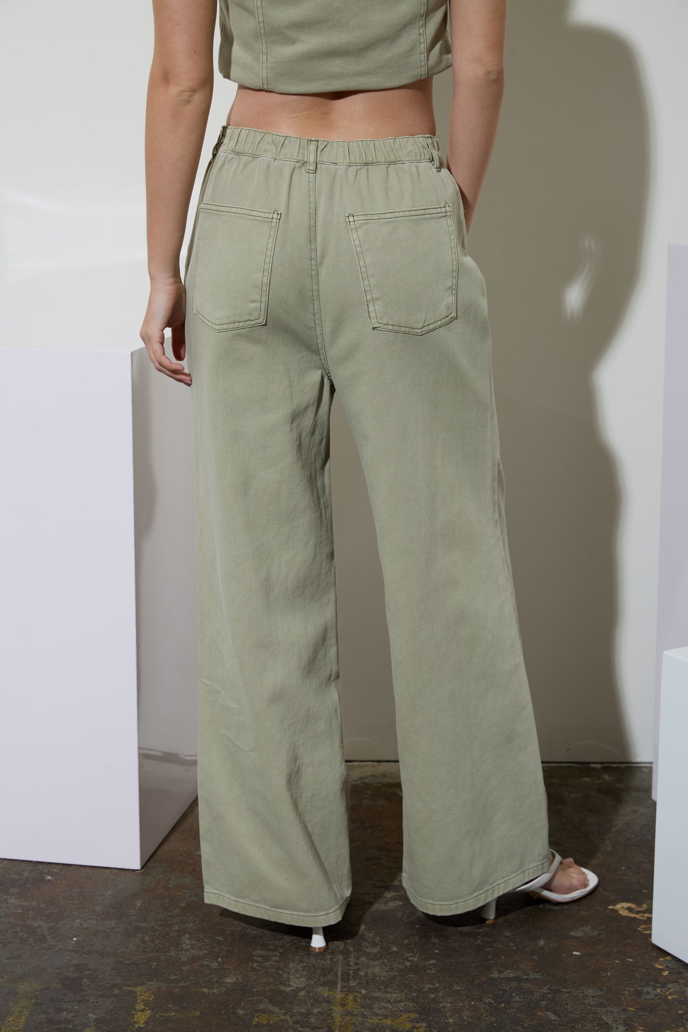 DRAWSTRING DETAIL DENIM PANTS