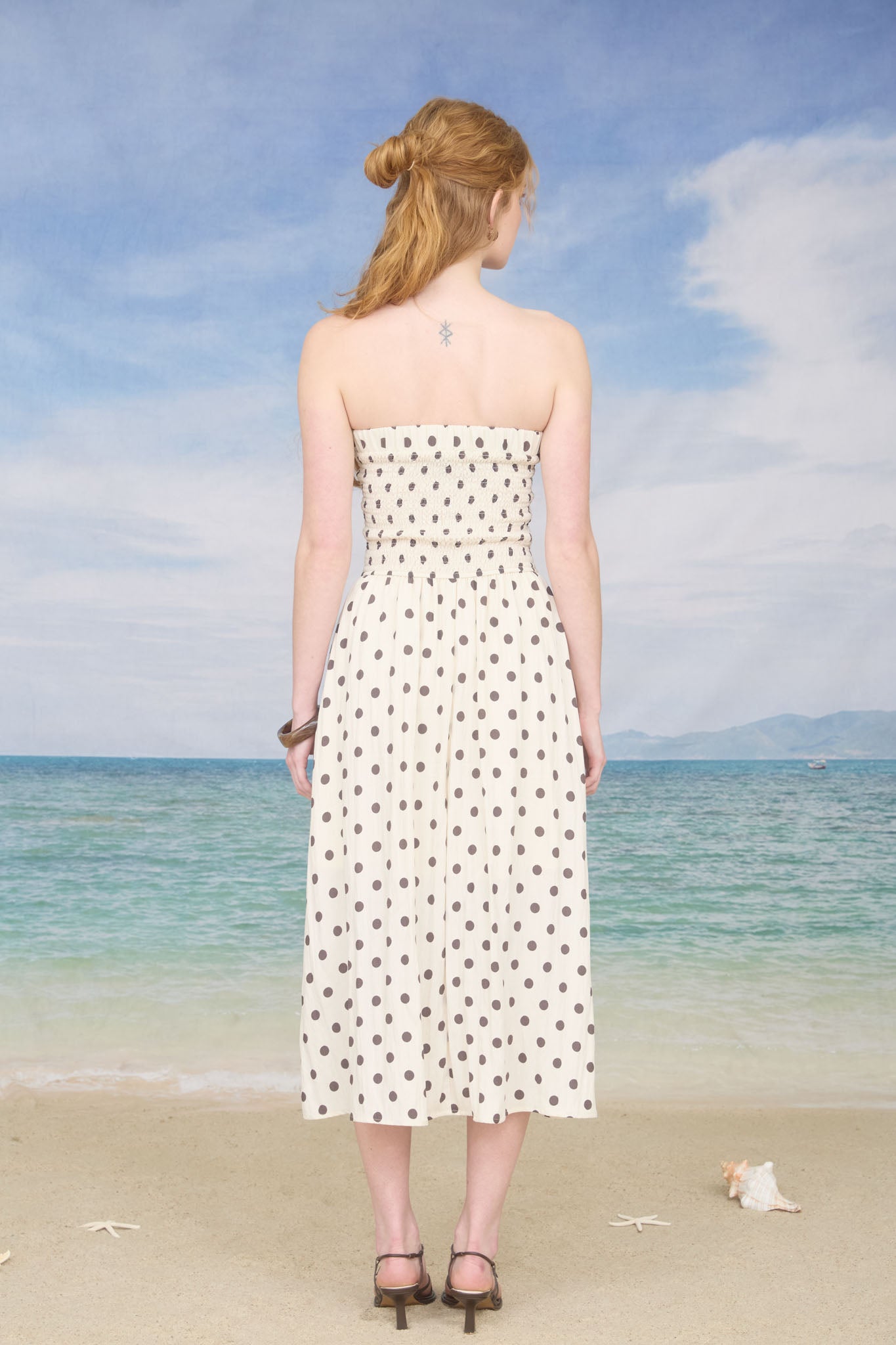 POLKA DOT STRAPLESS MIDI DRESS (PRE-ORDER)