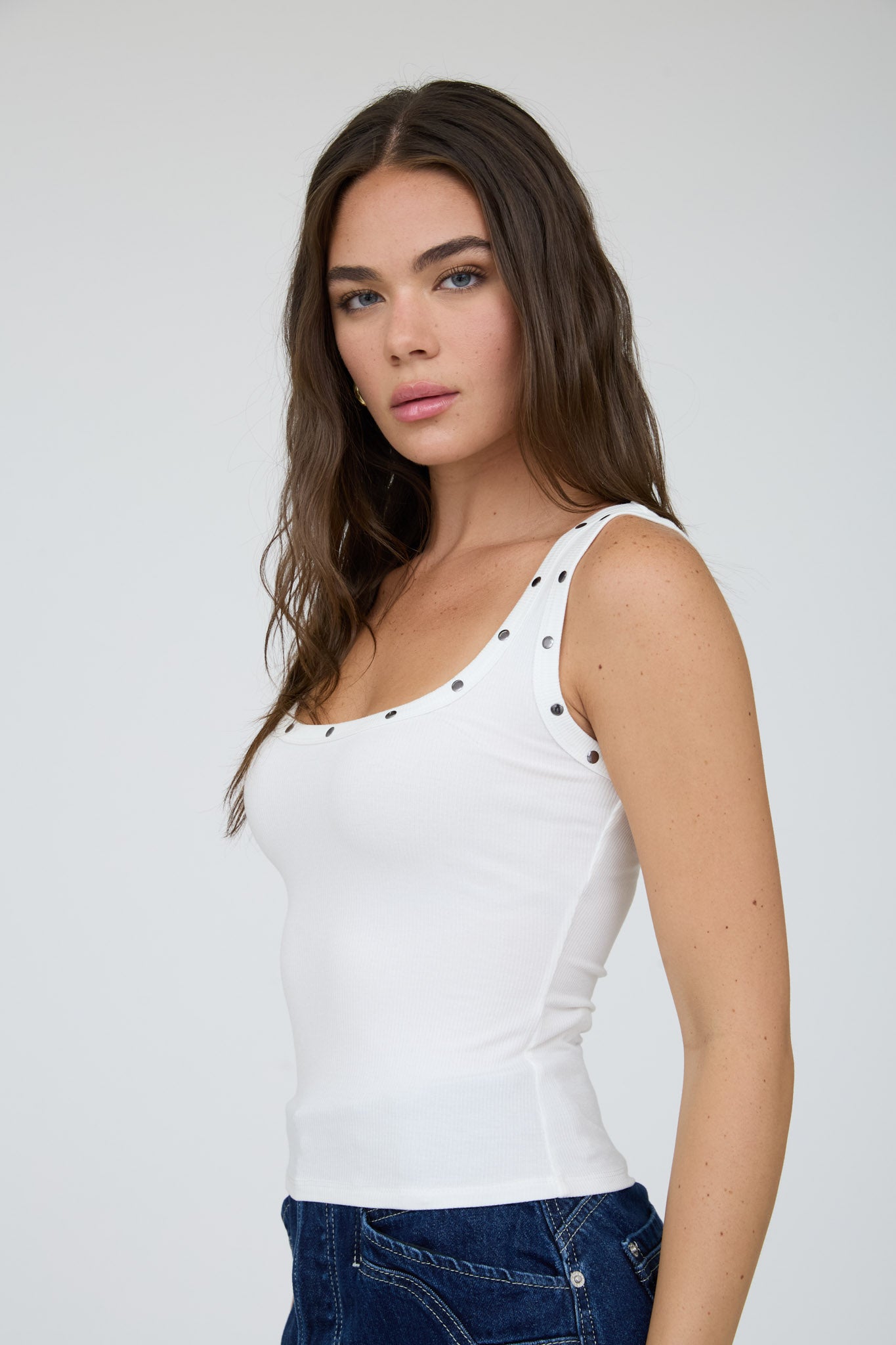 STUD DETAIL KNIT TANK TOP