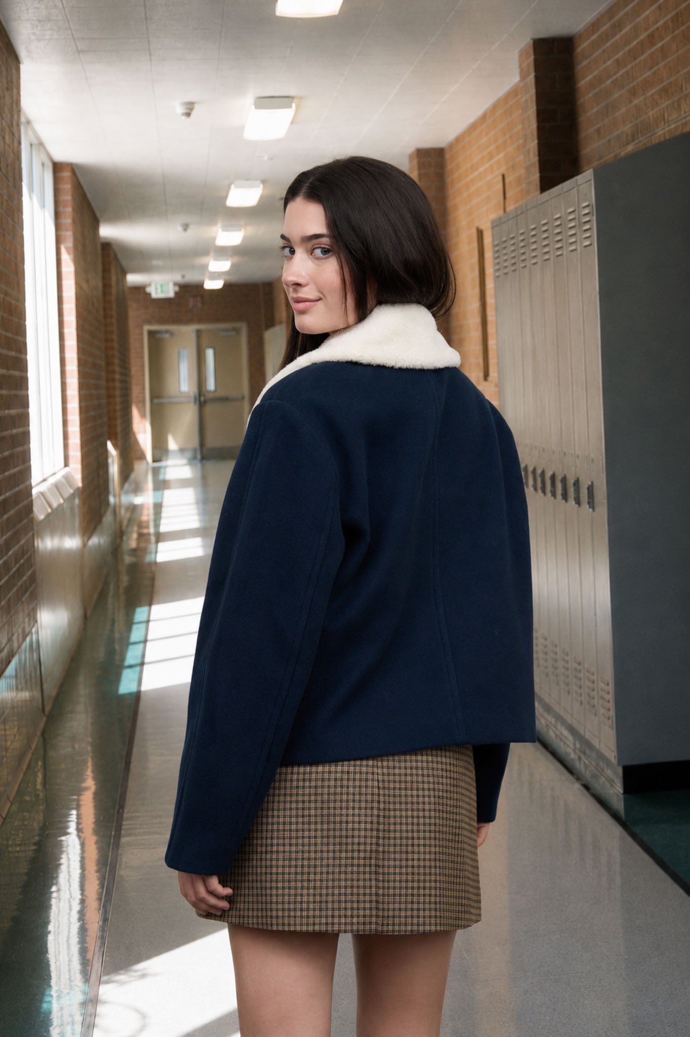 CONTRAST SHEARLING COLLAR BUTTON JACKET