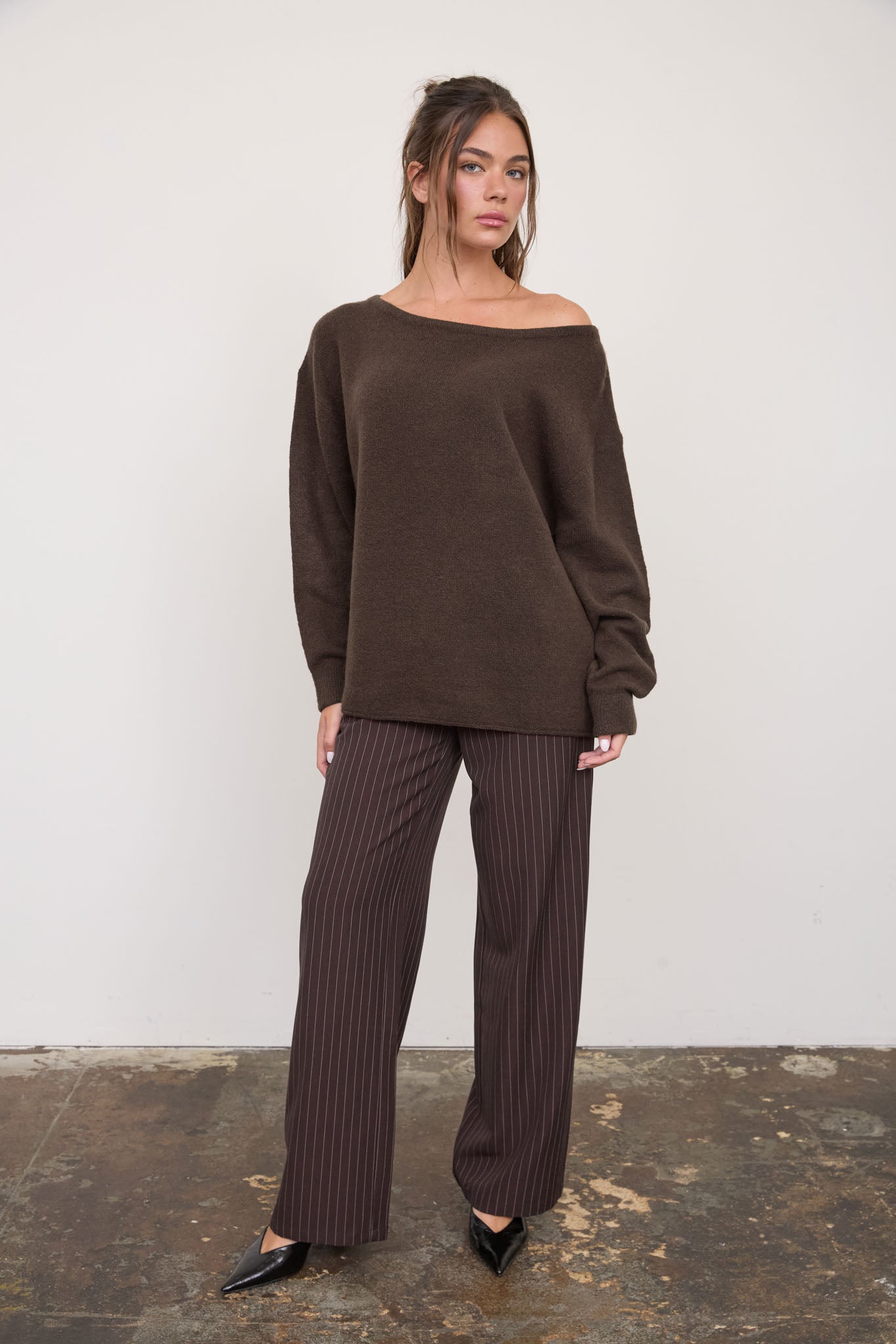 BOAT NECK OVERSIZED KNIT PULLOVER SWEATER (PRE-ORDER)