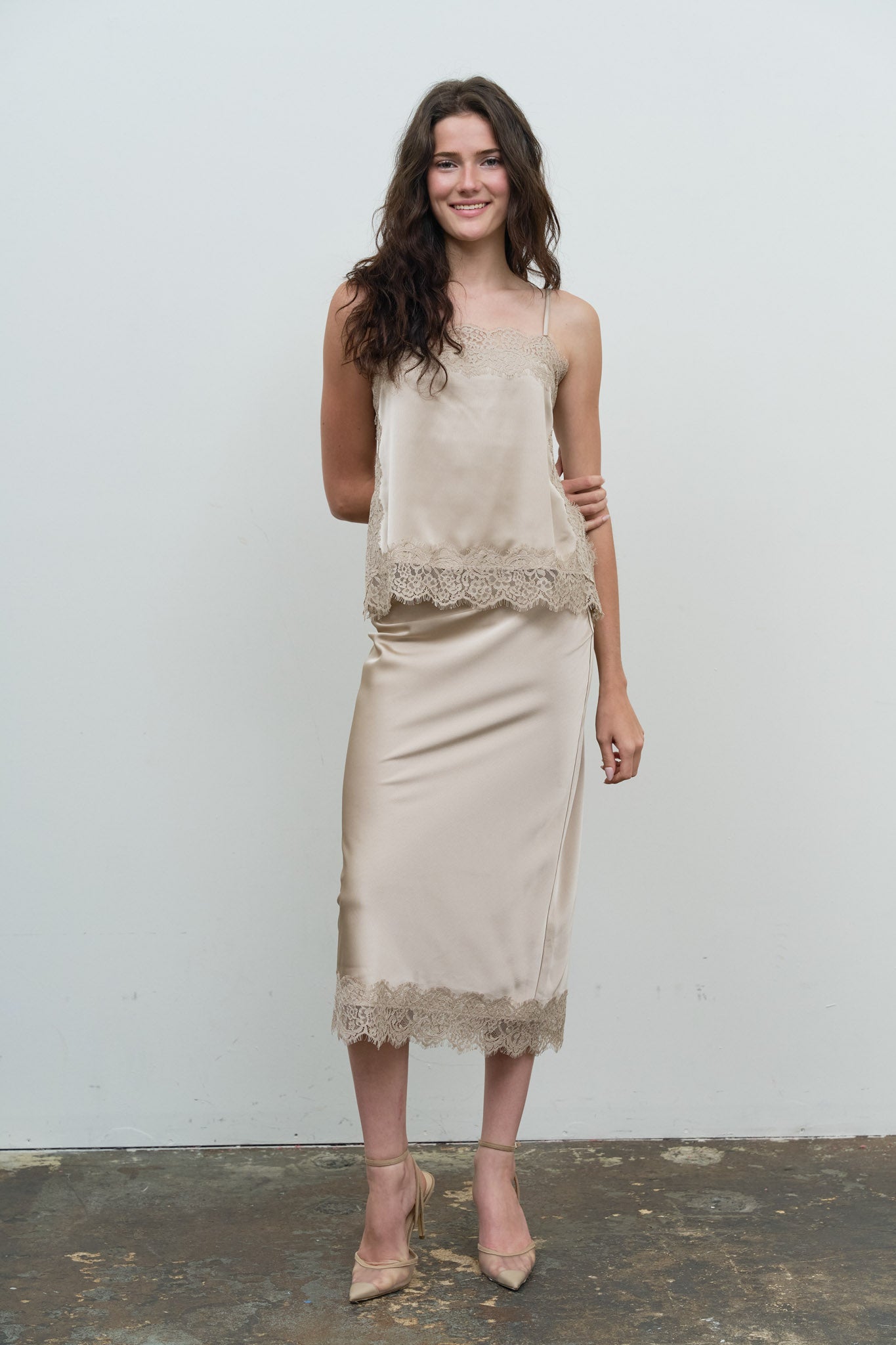 SATIN LACE TRIM DETAIL CAMI