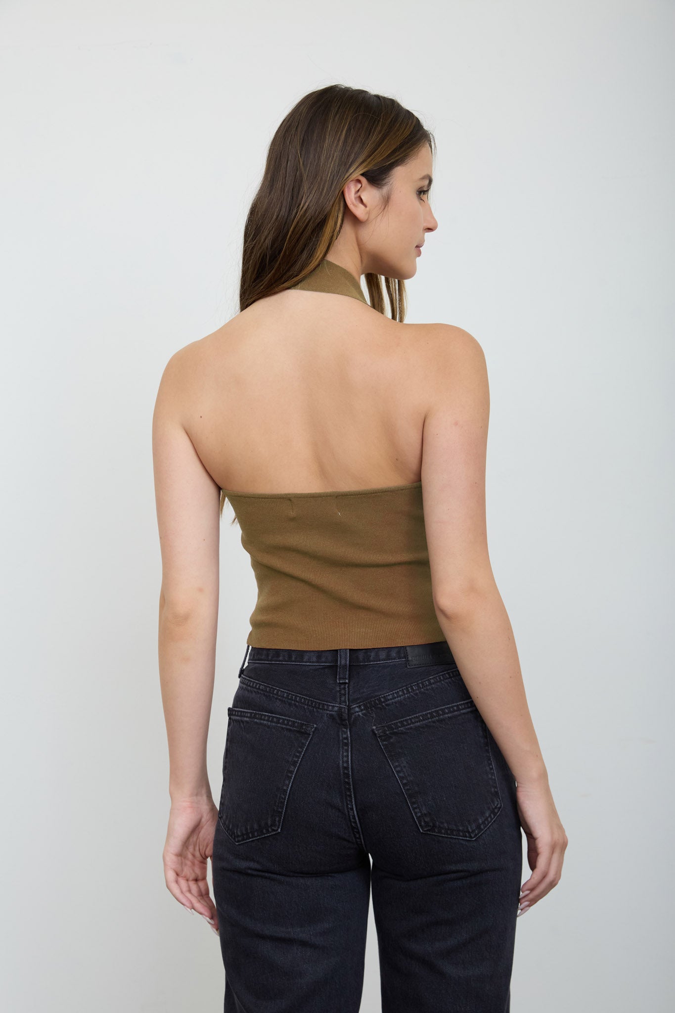SQUARE HALTER NECK SWEATER KNIT TOP