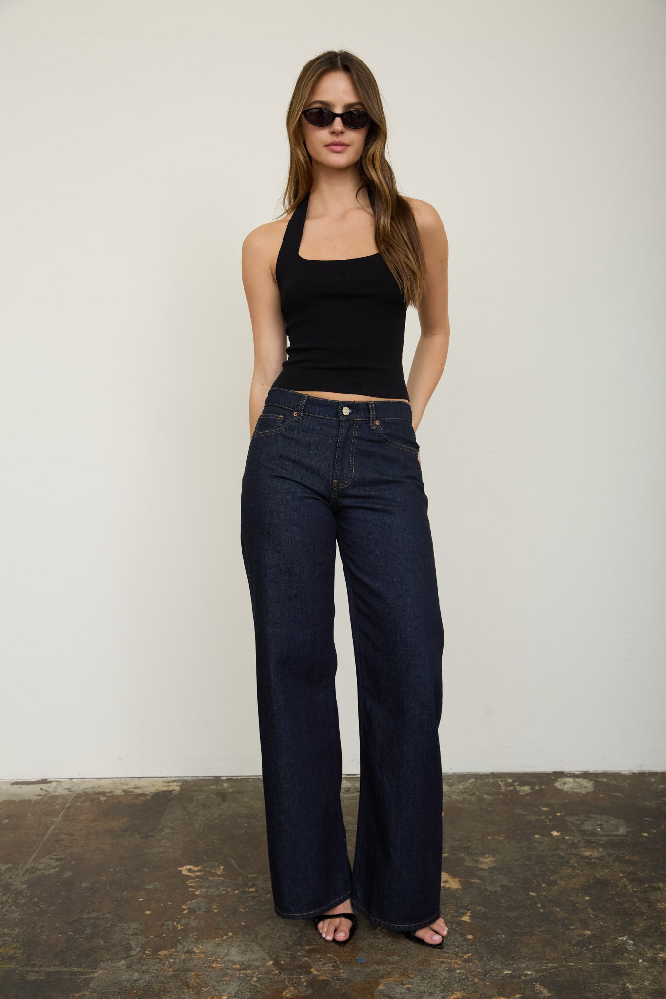 SQUARE HALTER NECK SWEATER KNIT TOP