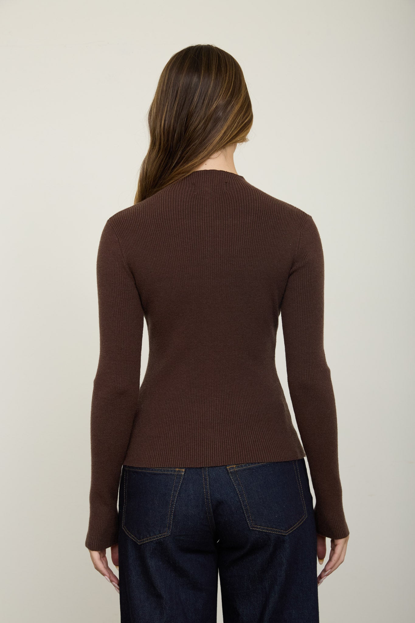 MOCK NECK SCALLOPED BUTTON KNIT CARDIGAN